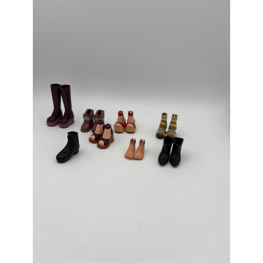 Vintage Bratz Doll Shoe Lot 7 Matching Pairs Chunky Platform Boots Cowboy Heels